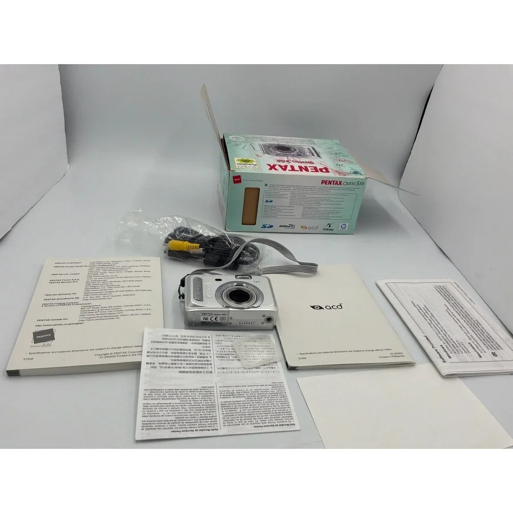 Pentax Optio S55 Silver 5MP Digital Camera 3x Zoom Boxed Tested
